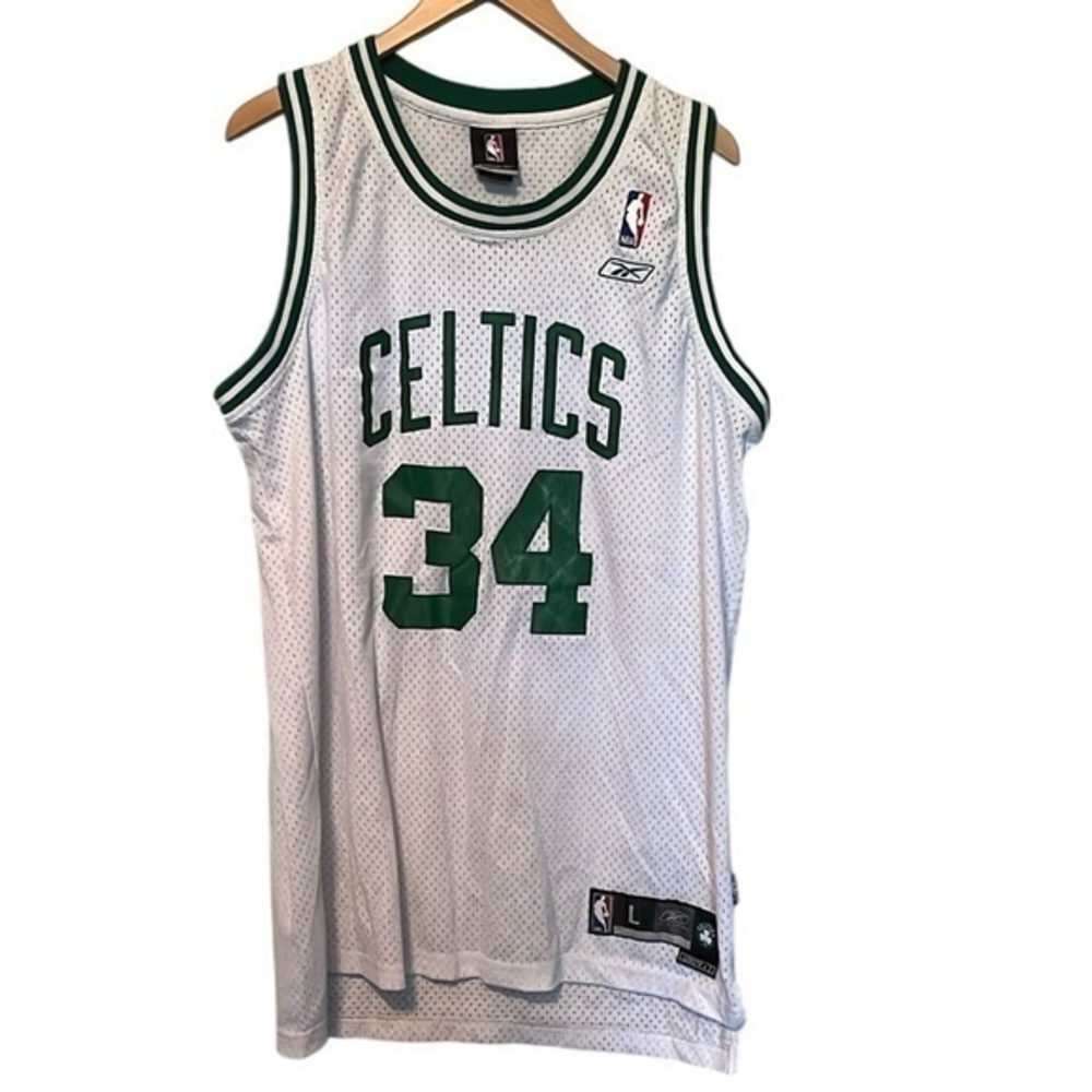 Reebok Boston Celtics Size Large NBA Jersey White Green Paul Pierce